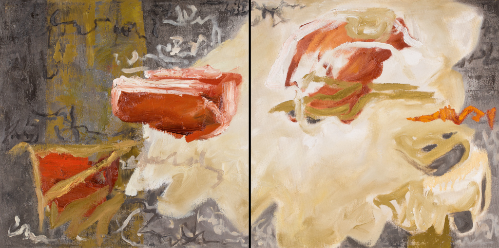 shift 2 diptych, oil on panel by Canadian contemporary artist Barbra Edwards, Gulf Islands