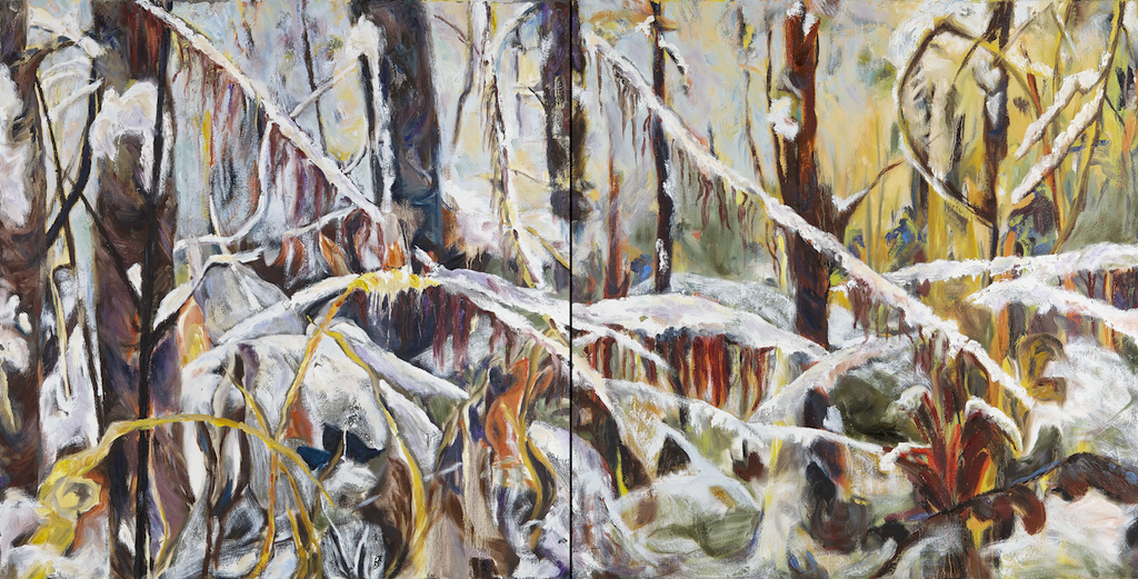 Forest Decoded III by barbra edwards, Canadian abstract artist on Pender Island, BC