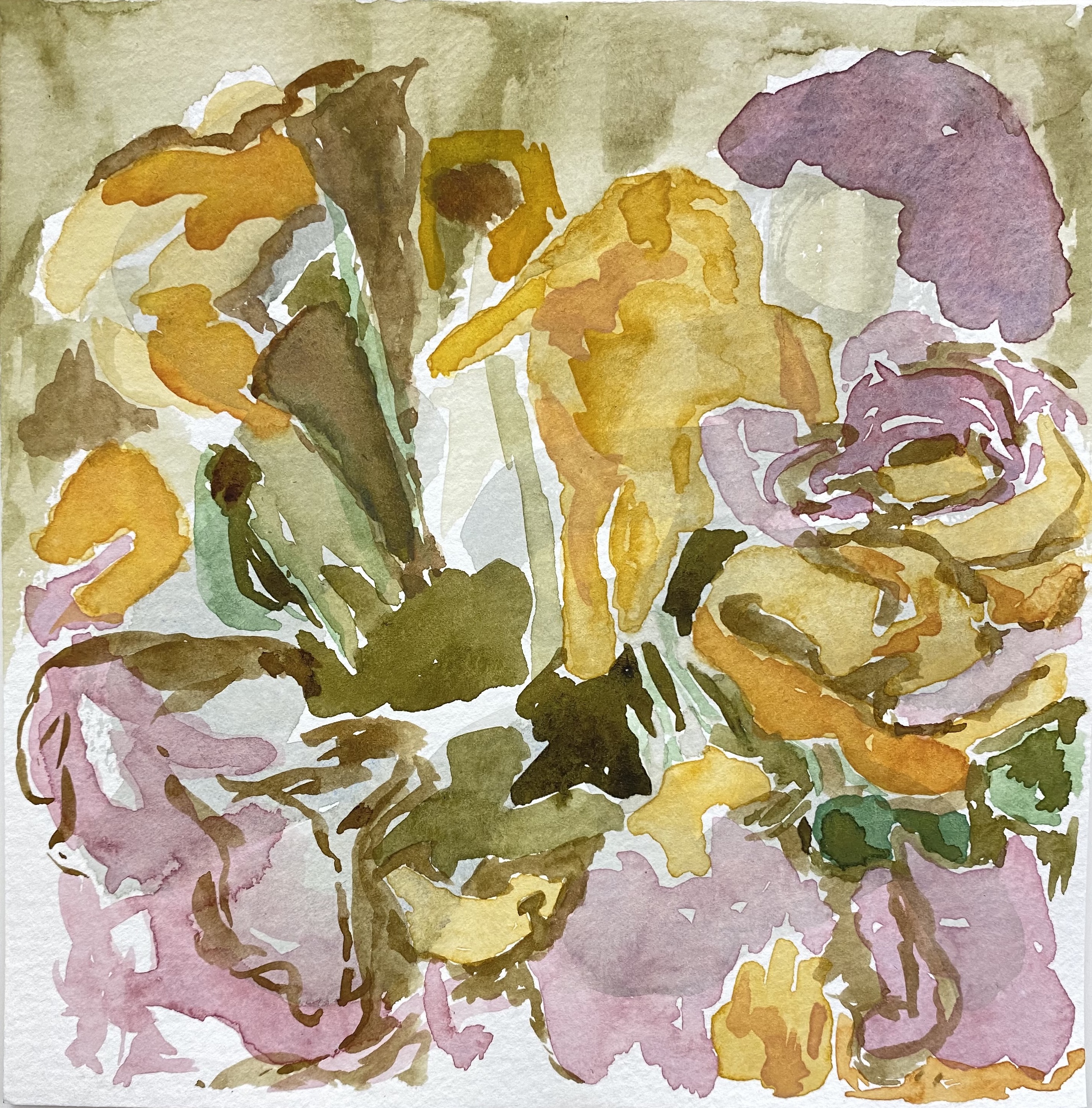 untitled (centre of plant life) watercolour by Canadian painter Barbra Edwards, Pender Island, BC