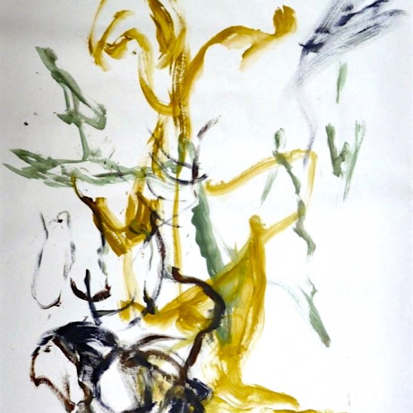 untitled gesture drawing #1, acrylic, Canadian contemporary artist Barbra Edwards, Pender Island, BC