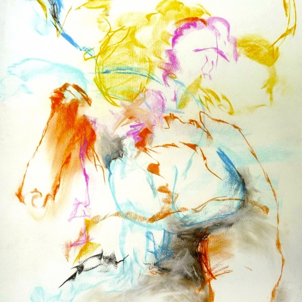 untitled gesture drawing, pastel, contemporary artist Barbra Edwards, Pender Island, BC