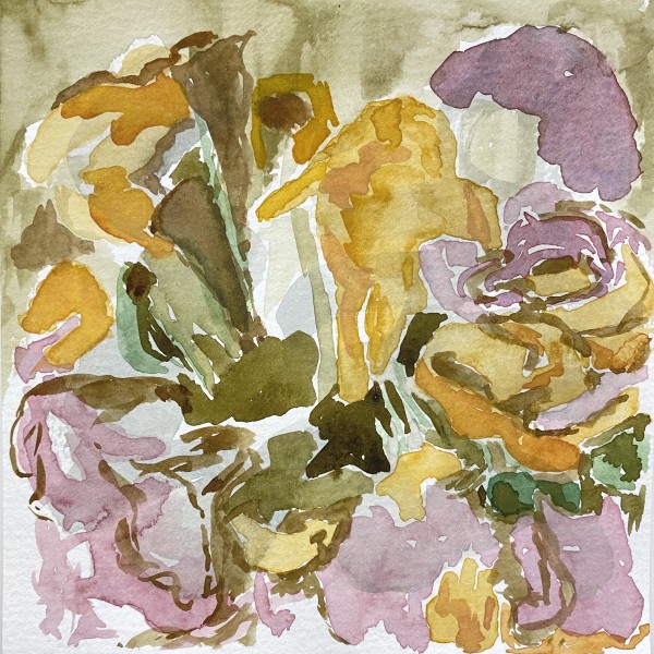 untitled (centre of plant life) watercolour by Canadian painter Barbra Edwards, Pender Island, BC