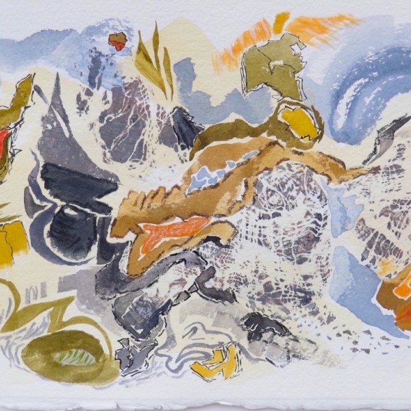 land and sea, watercolour painting by Canadian contemporary painter, Barbra Edwards, Gulf Islands