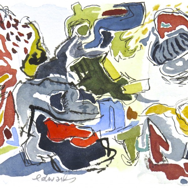 beach series 2, watercolour by Canadian abstract artist Barbra Edwards, Gulf Islands, BC