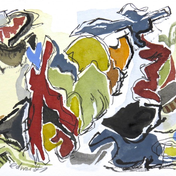 Will You Dance With Me, watercolour by Canadian abstract artist Barbra Edwards, Gulf Islands, BC