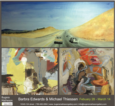 Canadian contemporary artist Barbra Edwards, show opening at Bugera Matheson Gallery, Edmonton, Alberta