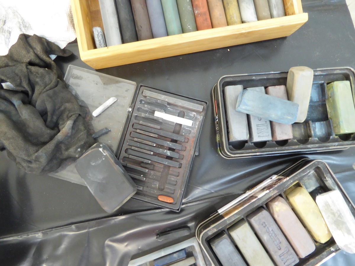 studio materials for drawing, painting Canadian abstract artist Barbra Edwards