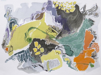 undercurrent, watercolour, mixed media, work on paper, by Canadian contemporary artist Barbra Edwards, Pender Island, BC