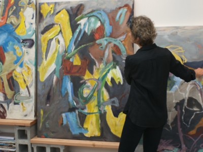 barbra_edwards_packing_paintings_for_Shift_exhibition