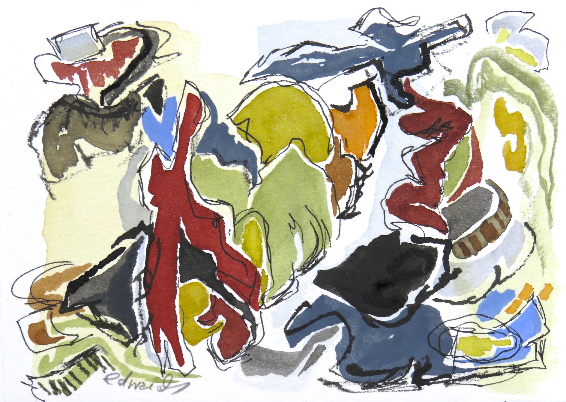 Will You Dance With Me, watercolour by Canadian abstract artist Barbra Edwards, Gulf Islands, BC